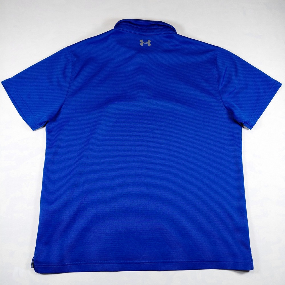 Under Armour Mens XXL Blue Textured Performance Polo Shirt Loose Short Sleeve - Picture 5 of 11